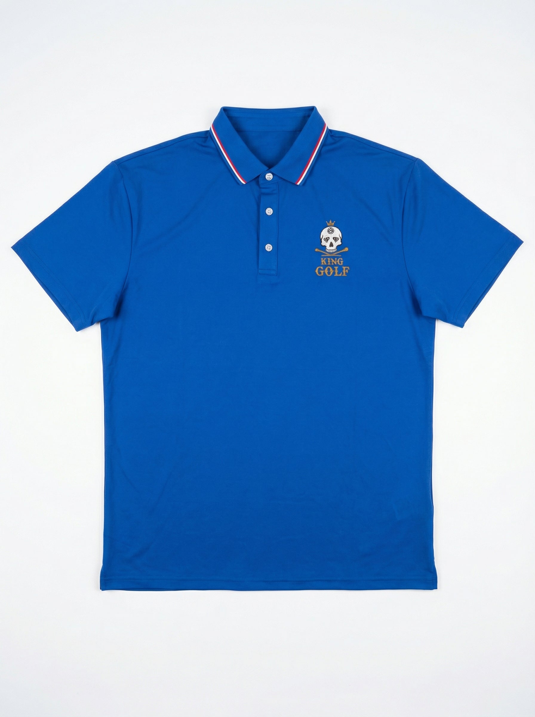 Polo Bleu King Golf — Col Tricolore