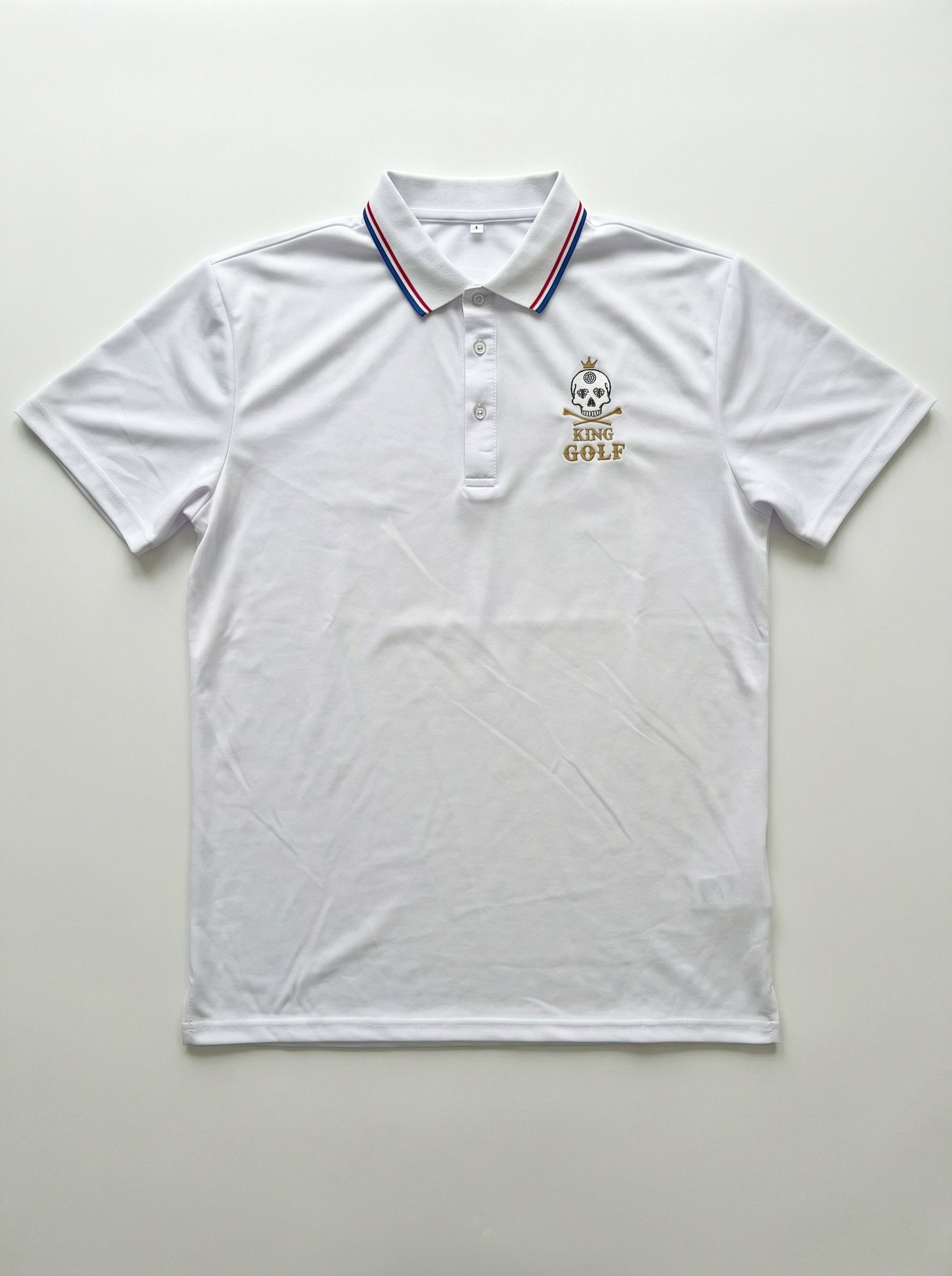 Polo Blanc King Golf — Col Tricolore
